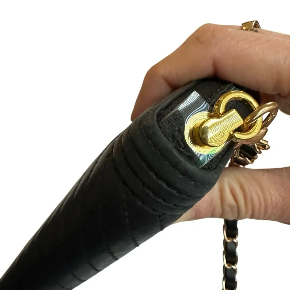 Chanel Black and Gold Quilted Clutch